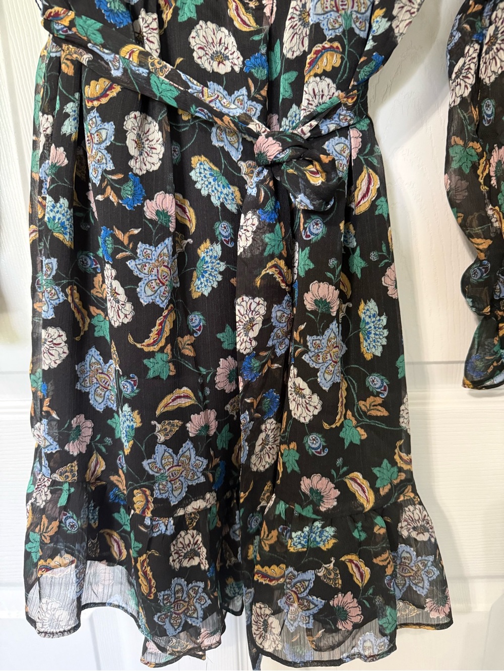 MNG Mango NWT Floral Long-Sleeve Chiffon Dress- 8 - Picture 5 of 10